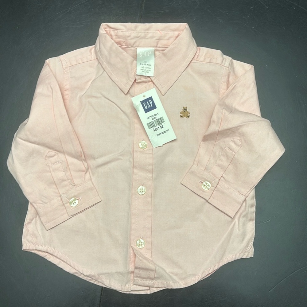 Gap Pink Button Down 6-12 months NWT
